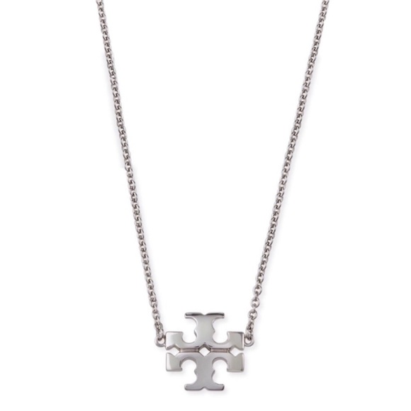 TORY BURCH • Silver Kira Logo Charm Pendant Necklace - Picture 1 of 5